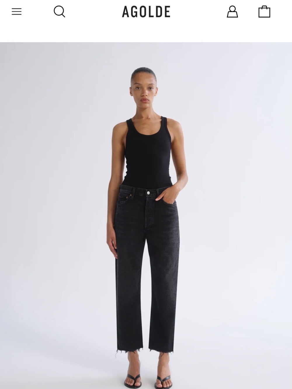 AGOLDE 90s Crop Black High-Rise Straight Jeans